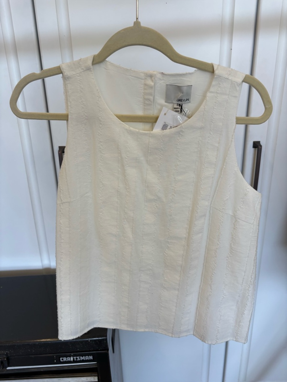 Greylin Cream Textured Sleeveless Camisole